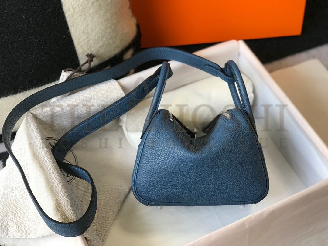 H**me5 Lindy Mini Bag In Blue Agate Clemence Leather PHW Master Quality