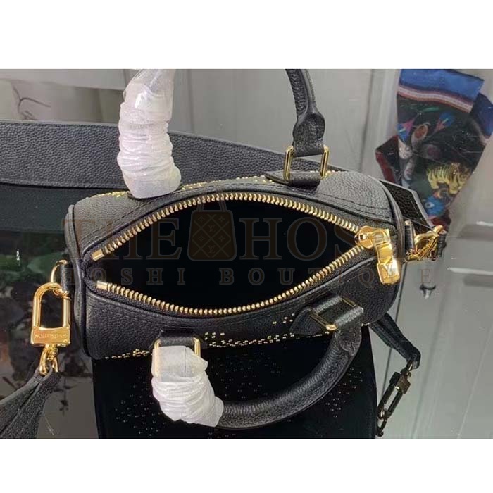 L0vis Vvtt0n LV Women Nano Speedy Bag Black Monogram Empreinte Grained Cowhide Leather Master Quality