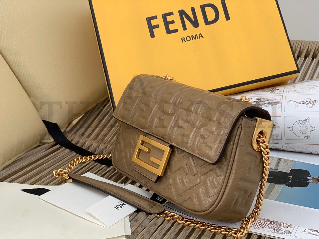 F**di Baguette Chain Midi Bag In Taupe Nappa Leather Master Quality