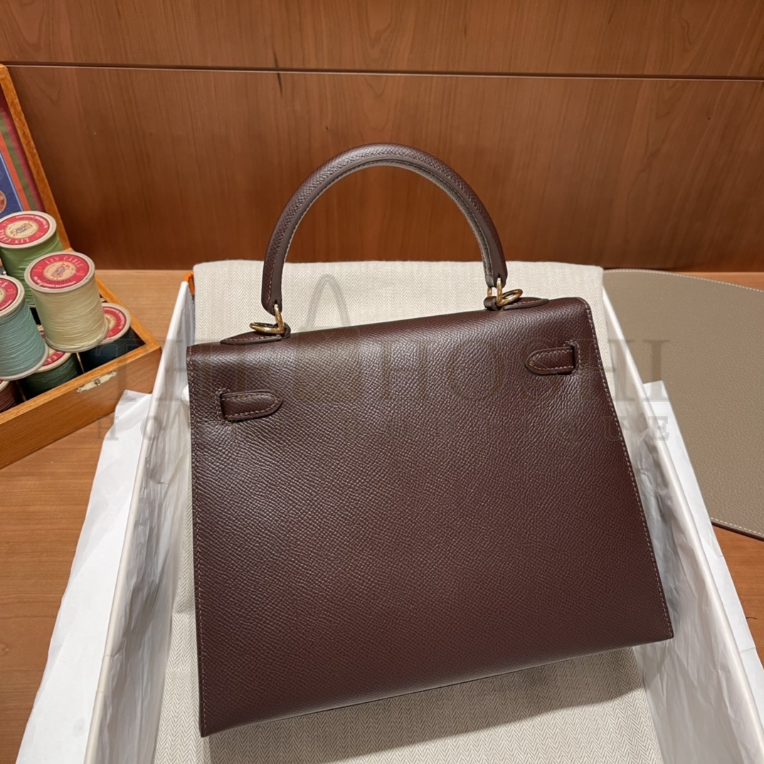 Kelly 28 in chocolate Epsom H**me5 bag 28cm gold hardware Master Quality