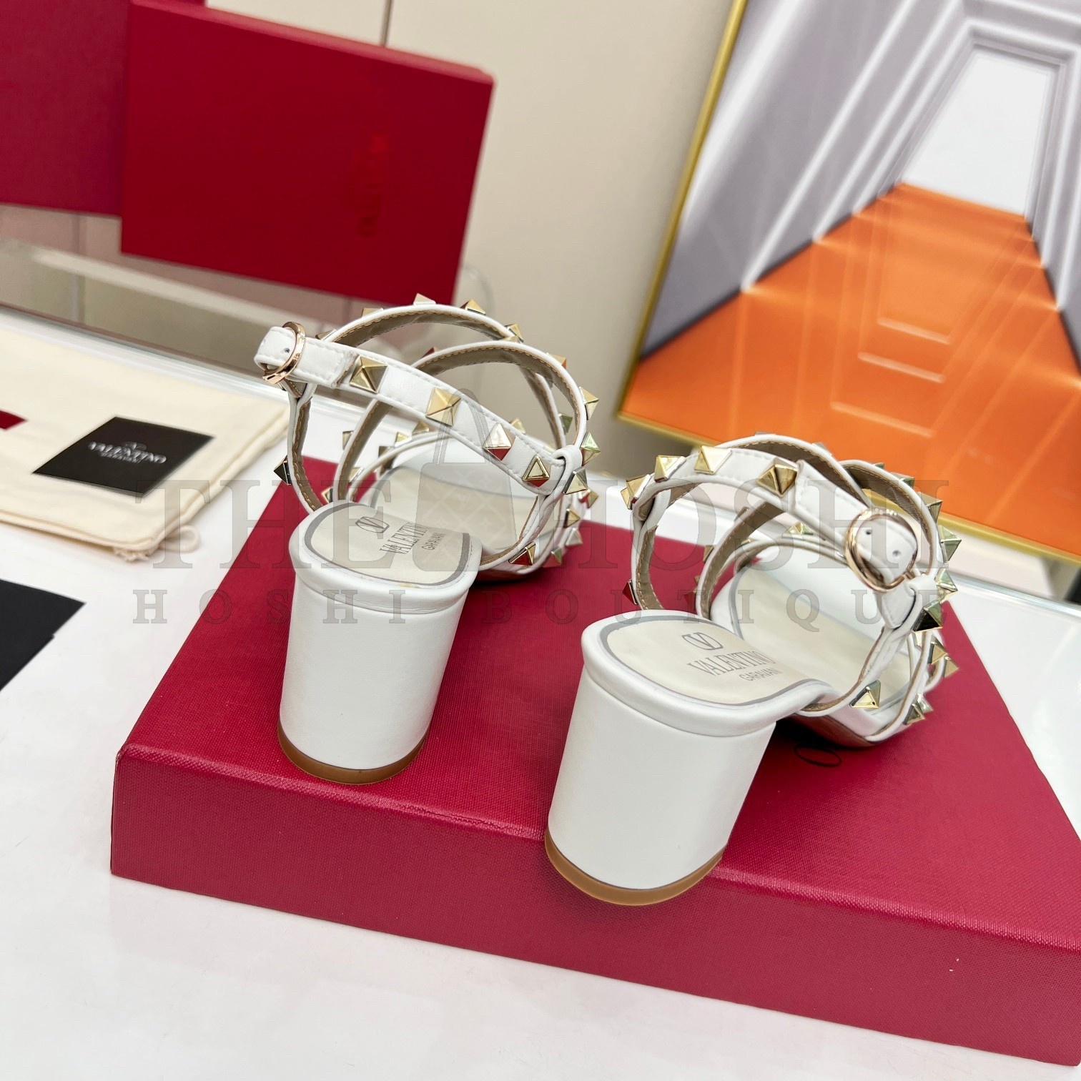 Va1e*ntin0 Rockstud Sandals 60MM with Straps in White Leather Master Quality