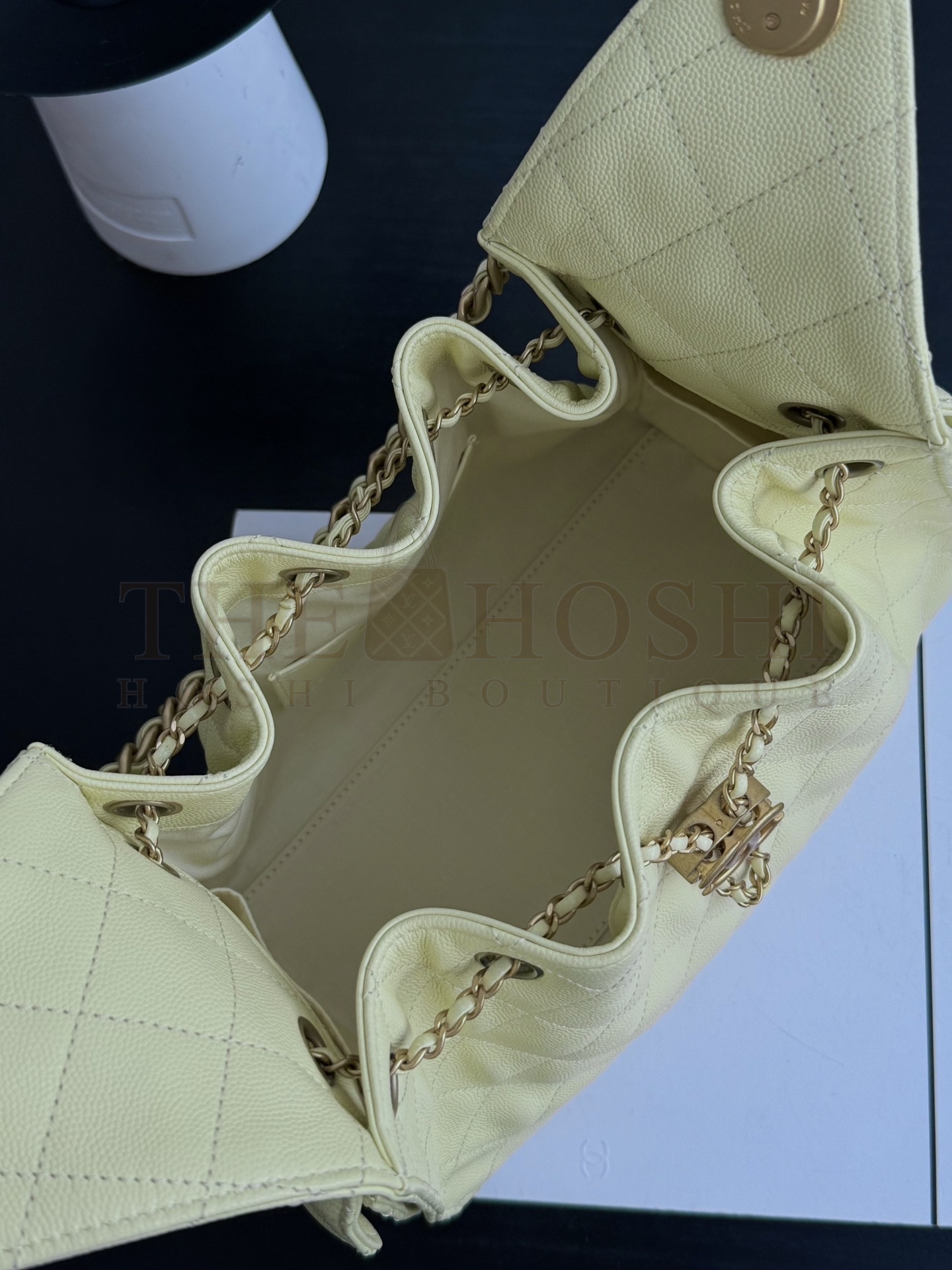 Ch**el 25C AS5293 Hobo Drawstring Bag Silver Caviar Leather with Gold Chain 30x26x14cm Master Quality