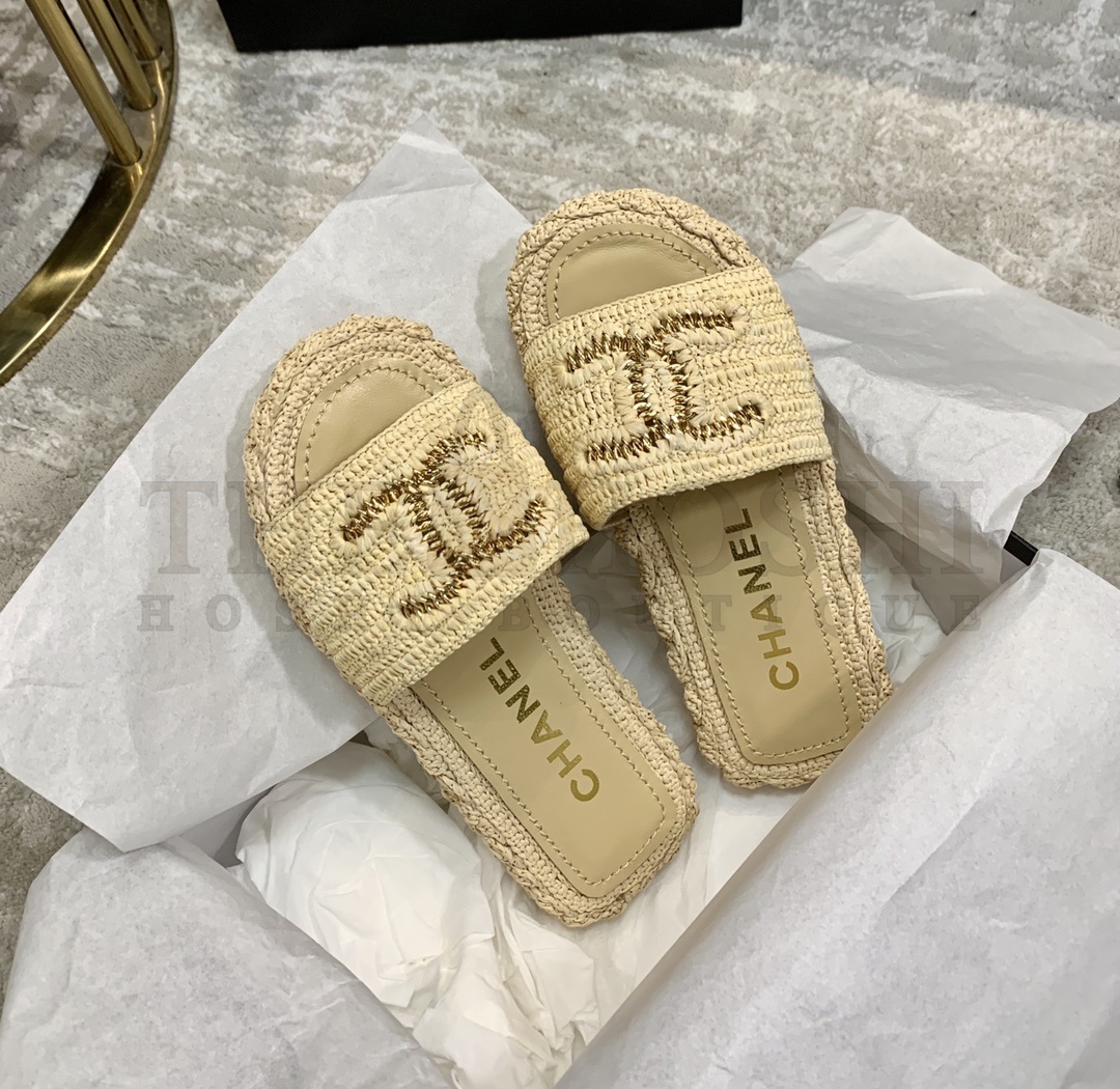 Ch**el CC Logo Woven Slippers 2cm Heel Master Quality