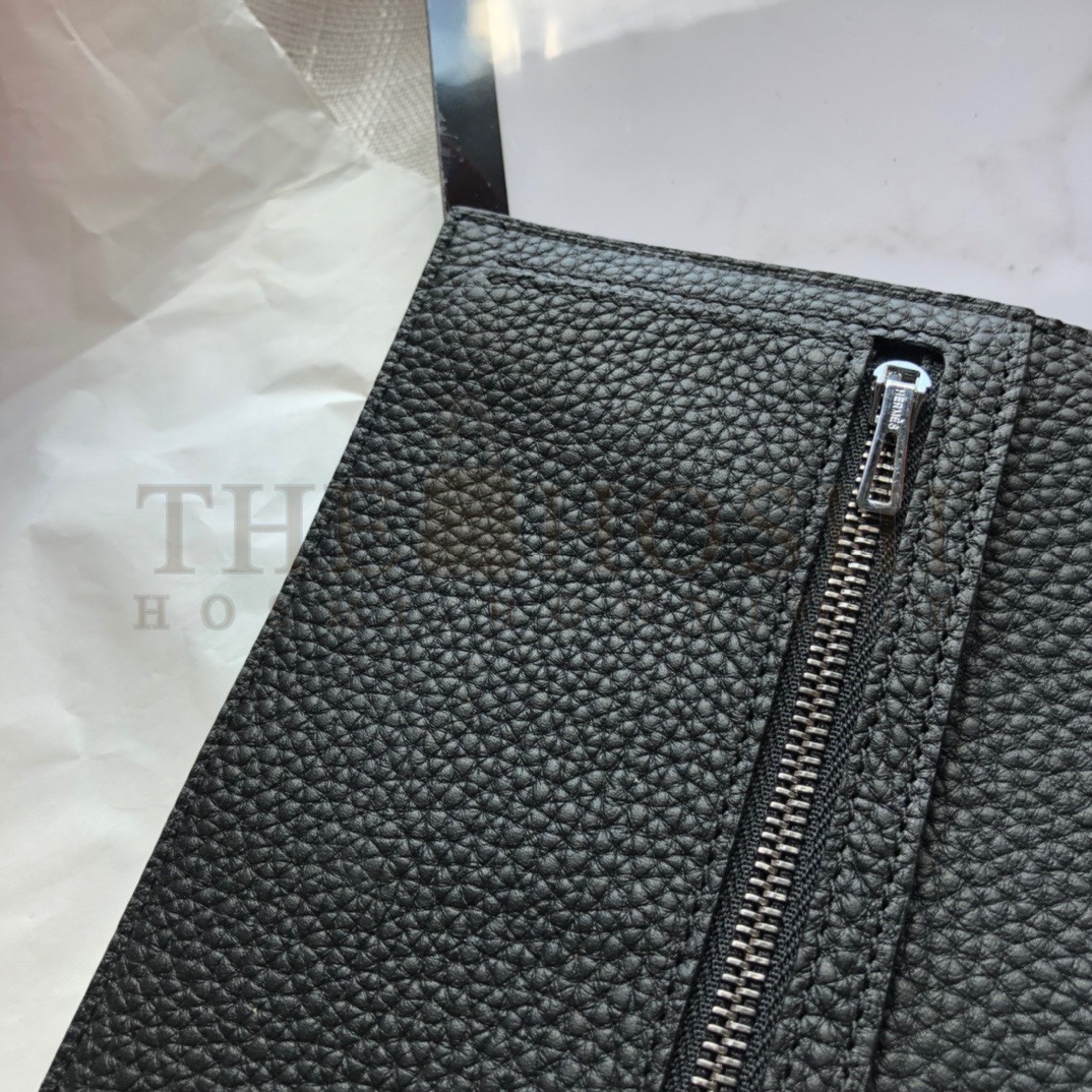 H**me5 H Bearn Long Wallet 17.5x9.5cm Black Togo Leather Master Quality