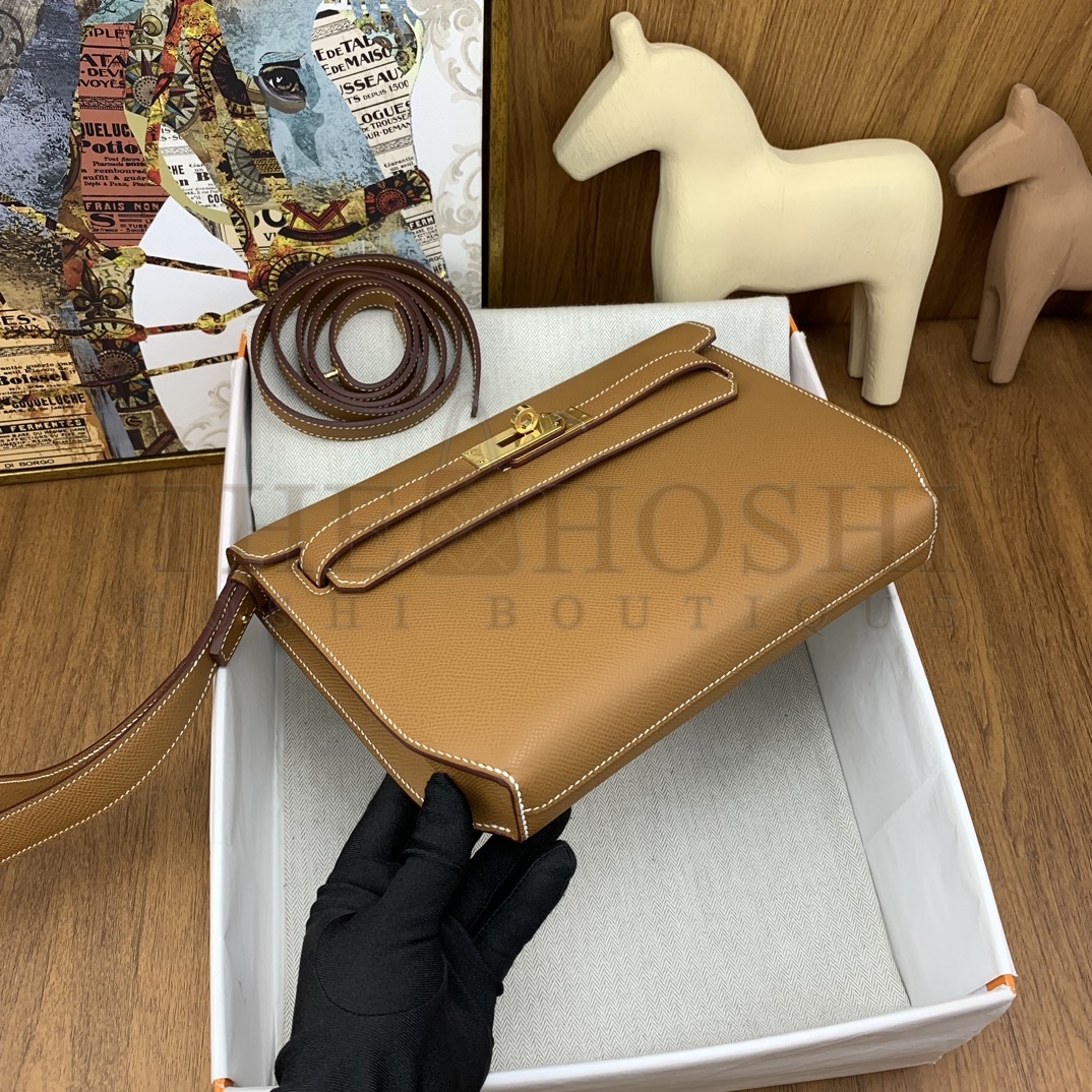 H**me5 Kelly Depeches 25 Pouch in Sesame Epsom Calfskin Master Quality