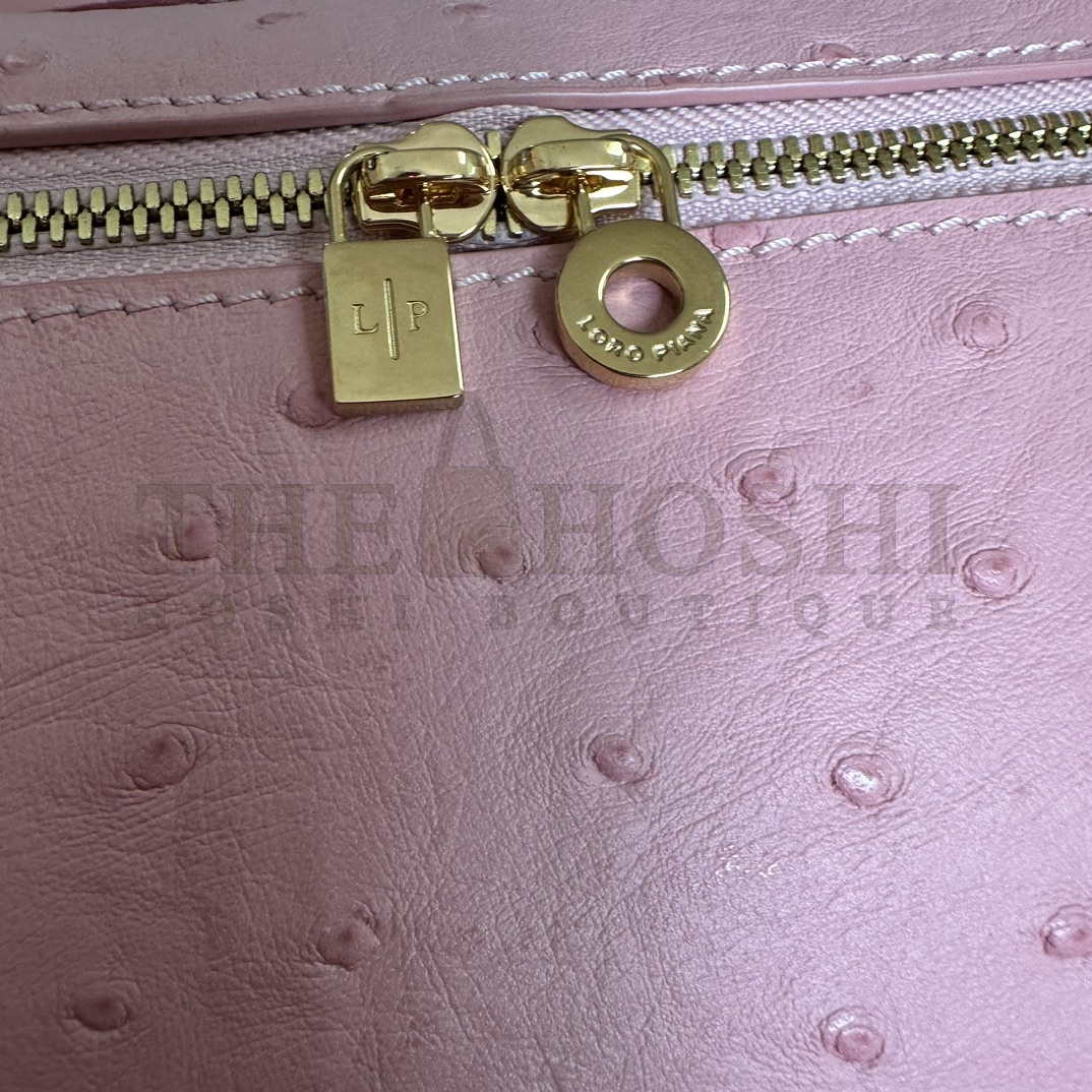 L0r0 P1ana LP L19 Extra Pocket Ostrich Leather Clutch Crossbody Bag 19x6.5x11cm Master Quality