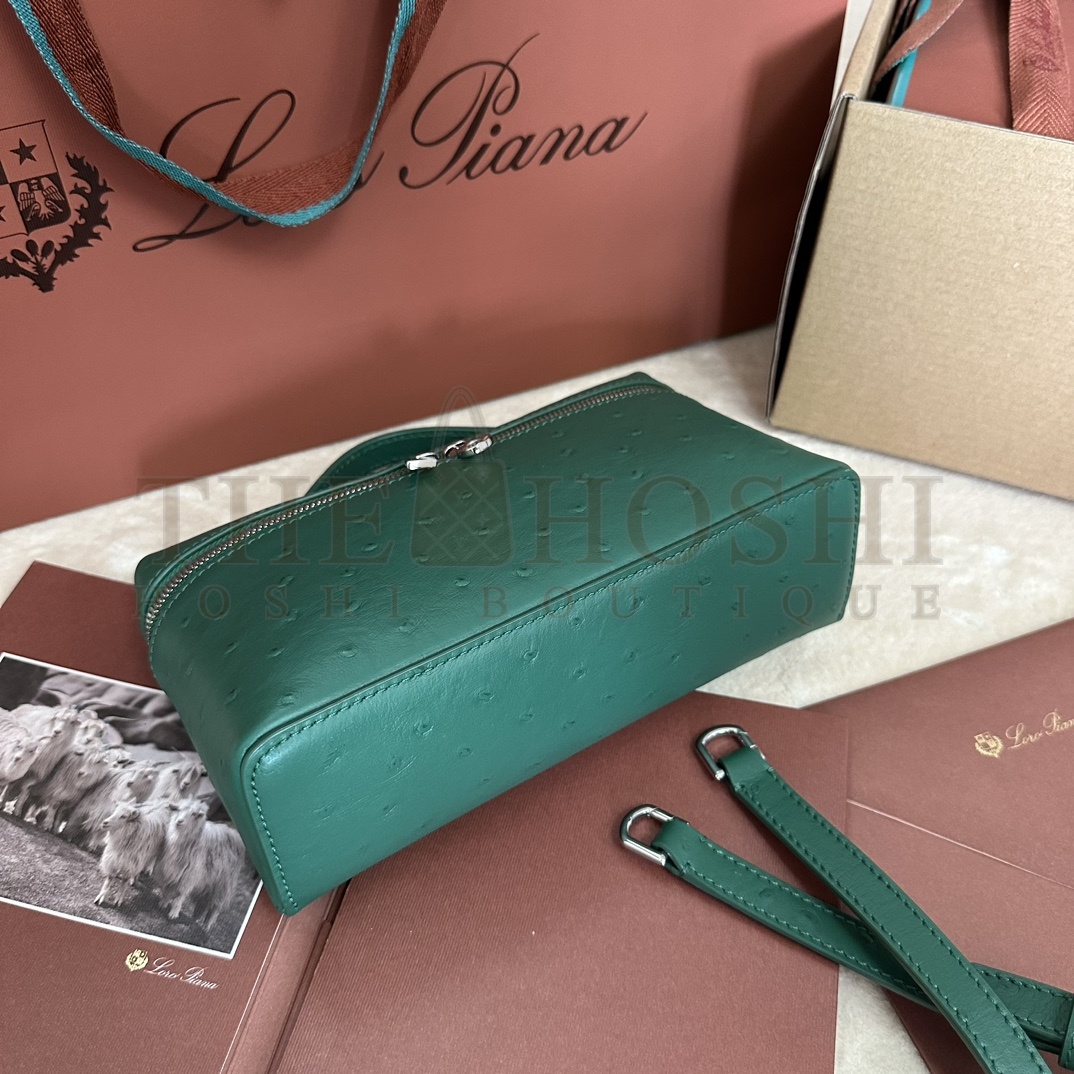 L0r0 P1ana LP L19 Extra Pocket Ostrich Leather Clutch Crossbody Bag 19x6.5x11cm Master Quality