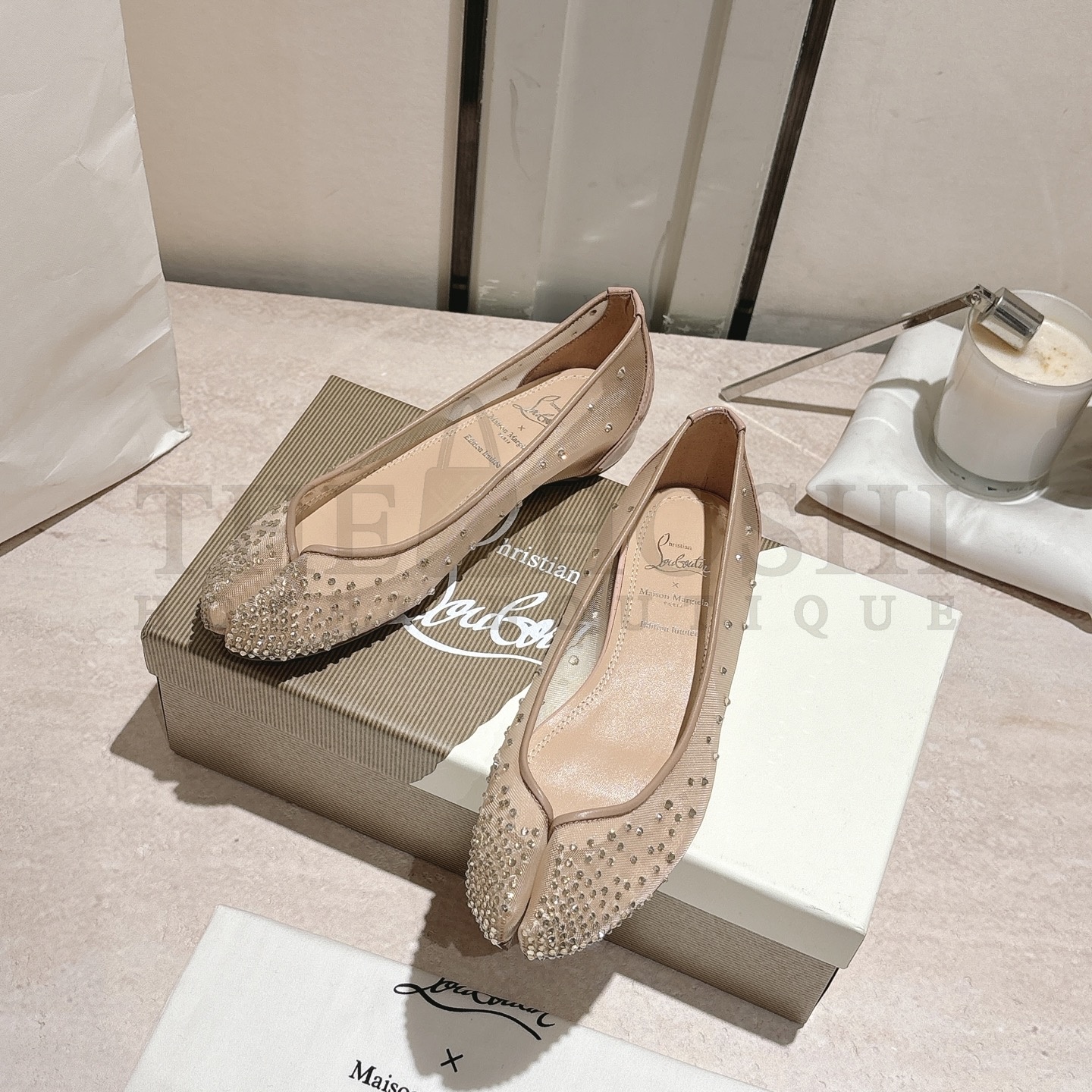 Chr1st1an Louboutin CL Ma1s0n Marg*e1a Nude Mesh Crystal Heels 35-42 Master Quality