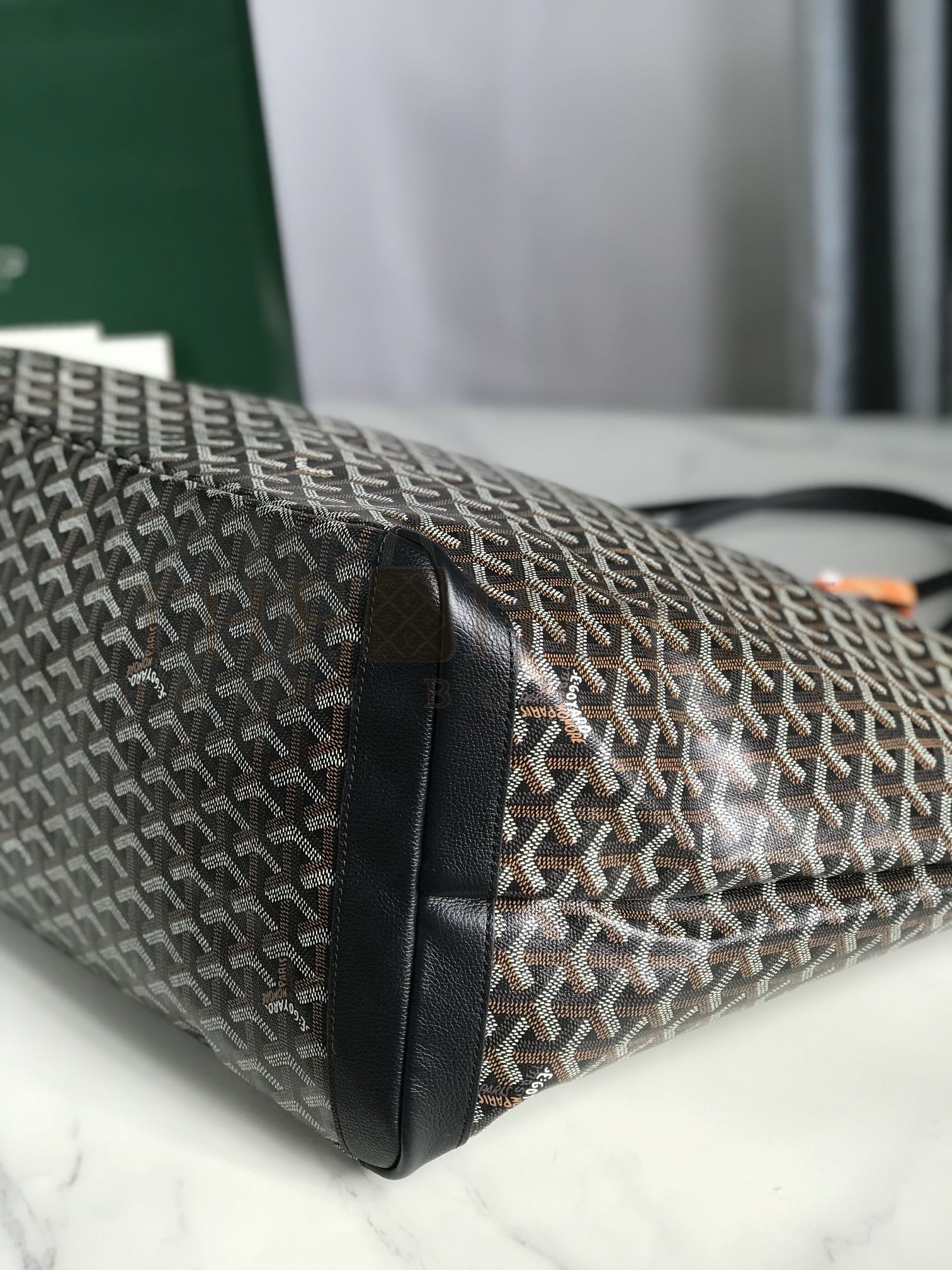 G09ard G09ard Artois GM Large Tote Bag Black Brown Coated Canvas Leather Trim Top Handle   Base Size 30*23.5*13cm/35cm*27cm*14cm Master Quality