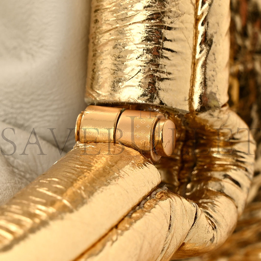 B0tt*ga Ven*ta METALLIC CRINKLED LAMBSKIN THE MINI POUCH ORO (22*12*6cm) Master Quality