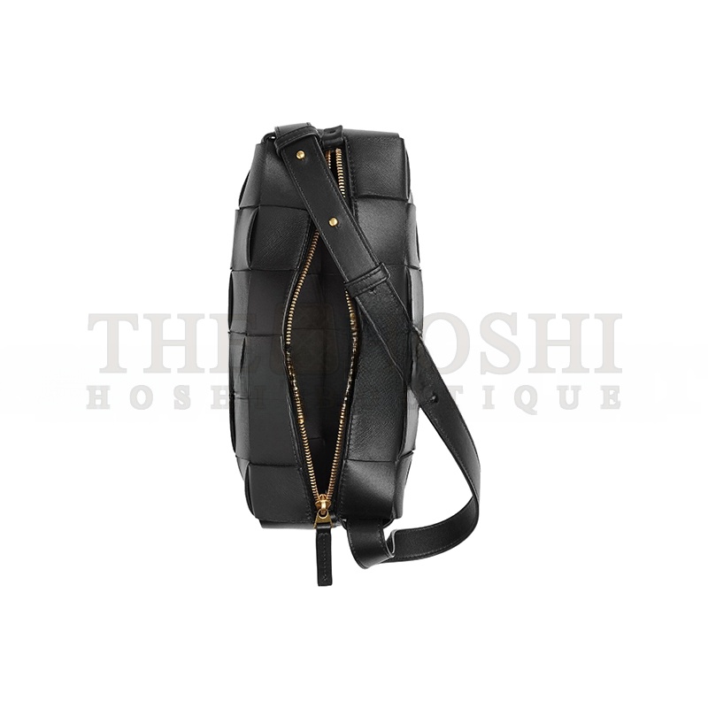 B0tt*ga Ven*ta BRICK CASSETTE 18-CHECK GOLD-FINISH INTRECCIO ZIPPER LEATHER 709360VMAY18425 (28*14*10cm) Master Quality