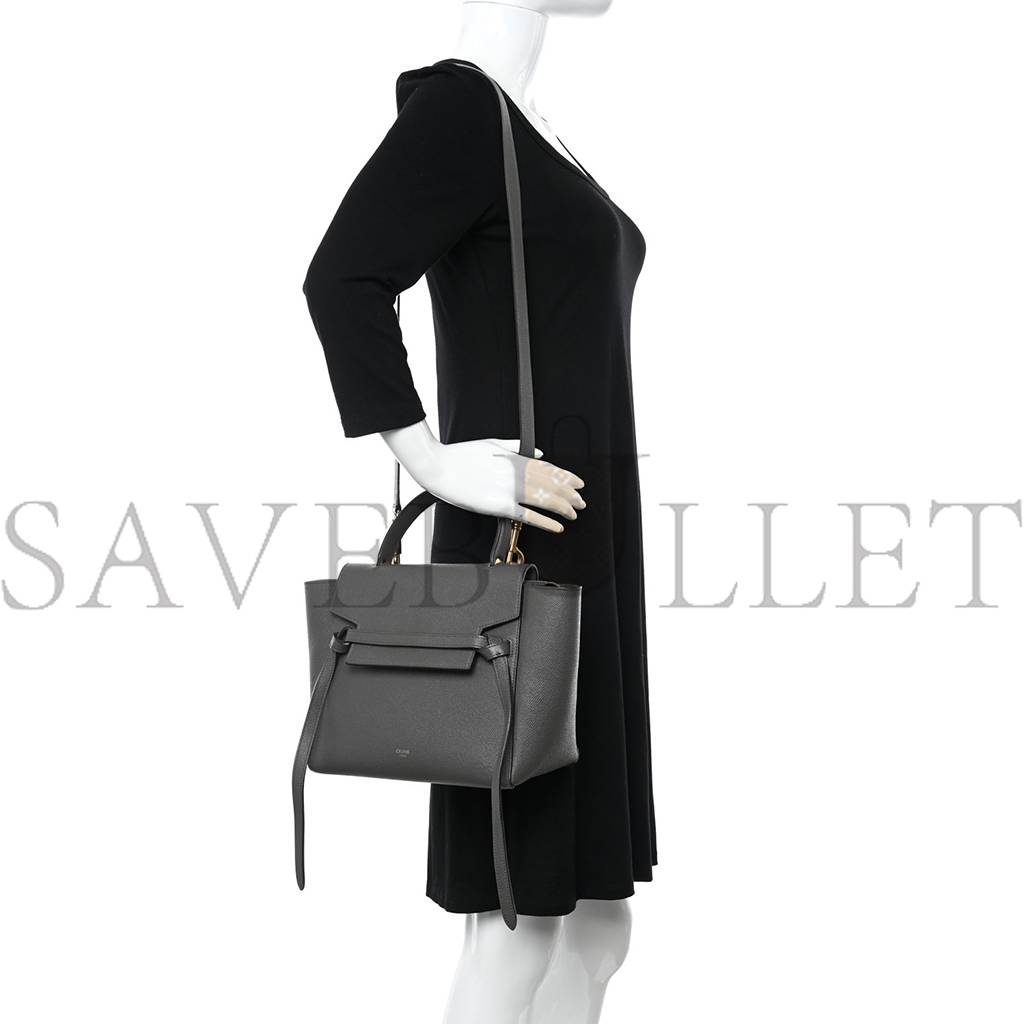 Ce1i*e GRAINED CALFSKIN NANO BELT BAG GREY (25*24*13cm) Master Quality