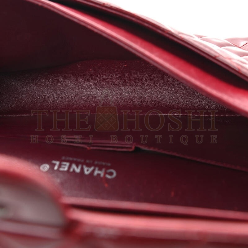 Ch**el PATENT CALFSKIN QUILTED MEDIUM DOUBLE FLAP 903130 (25*15*6cm) Master Quality