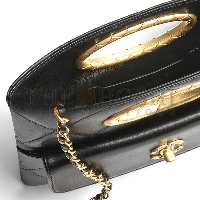 Ch**el CLUTCH LAMBSKIN &amp; GOLD-TONE METAL AS5038 (25*19*3cm) Master Quality
