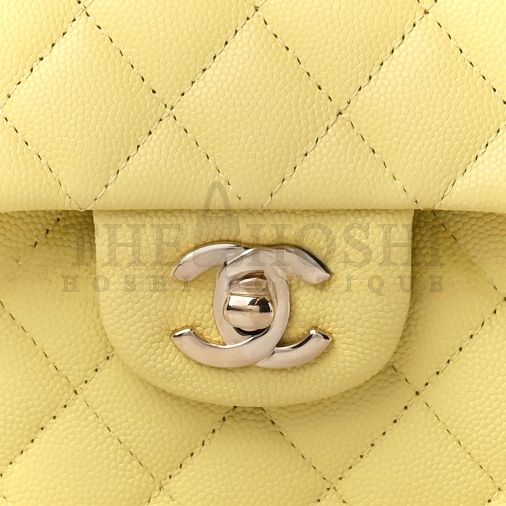 Ch**el CAVIAR QUILTED SMALL DOUBLE COVER YELLOW (23*14.5*6cm) Master Quality