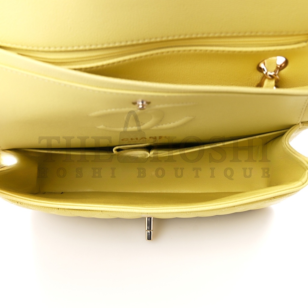 Ch**el CAVIAR QUILTED SMALL DOUBLE COVER YELLOW (23*14.5*6cm) Master Quality