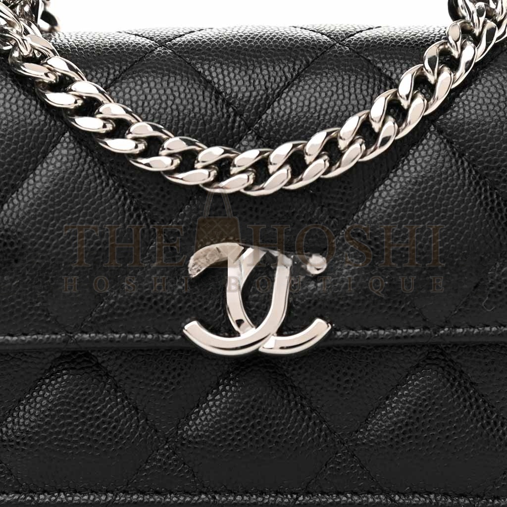 Ch**el CAVIAR QUILTED PICK ME UP CLUTCH WITH CHAIN BLACK (13*9.5*6cm) Master Quality