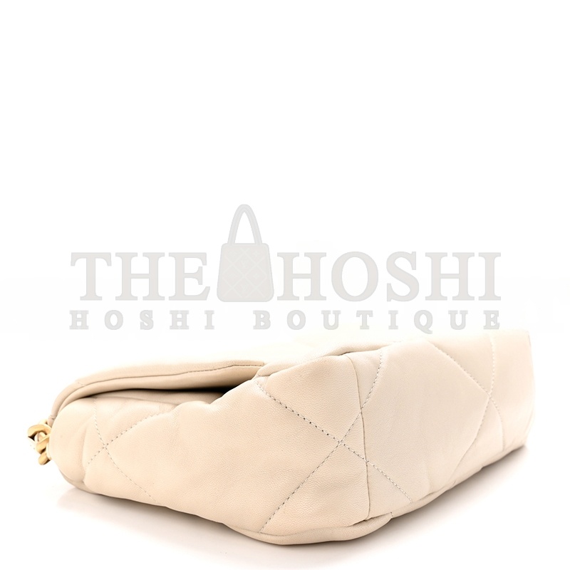 Ch**el GOATSKIN QUILTED MEDIUM Ch**el 19 FLAP BEIGE (26*16*9cm) Master Quality