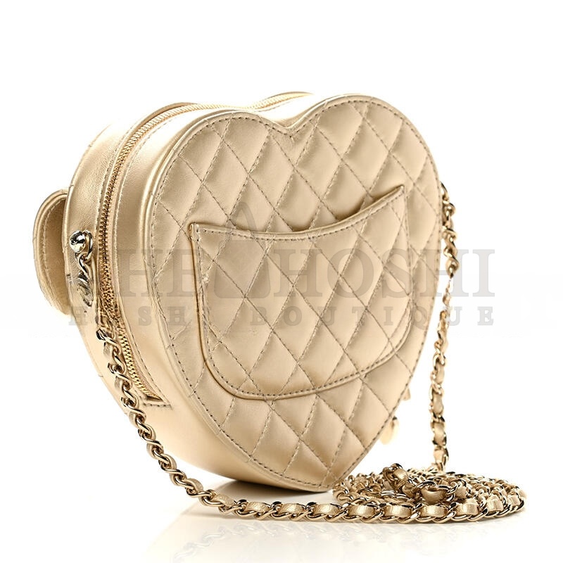 Ch**el HEART BAG LAMBSKIN IN GOLD AS5764 (19*17*5.5cm) Master Quality