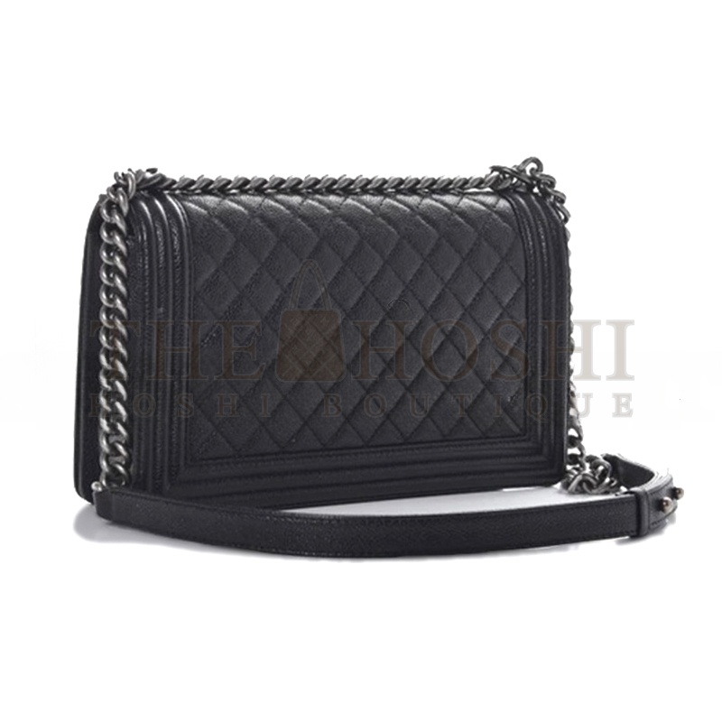 Ch**el CAVIAR LARGE QUILTED BOY FLAP BLACK A92193 Y83338 94305 (28*17.5*7.5cm) Master Quality