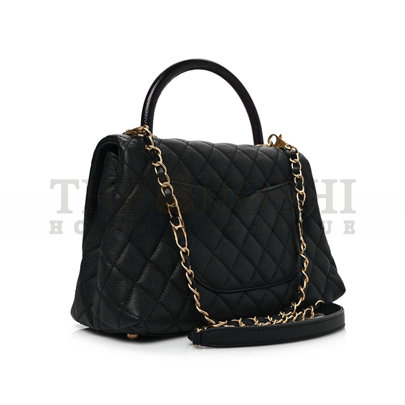 Ch**el CAVIAR LIZARD EMBOSSED QUILTED SMALL COCO HANDLE FLAP 1150942 (29*18*12cm) Master Quality