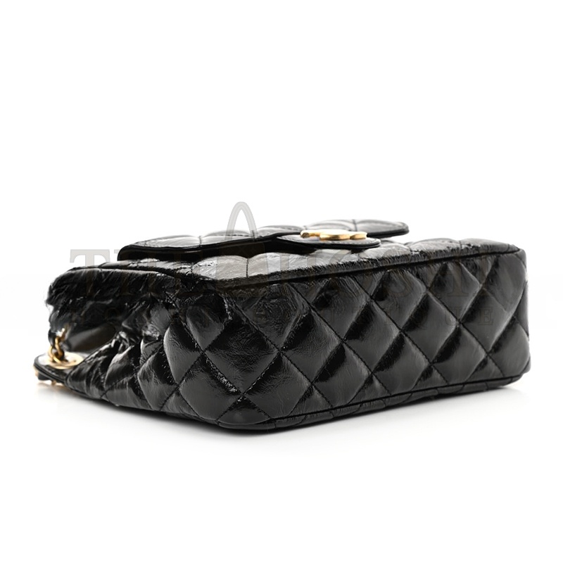 Ch**el SHINY CRUMPLED CALFSKIN QUILTED SMALL WAVY CC HOBO AS4323 (18*17*6cm) Master Quality