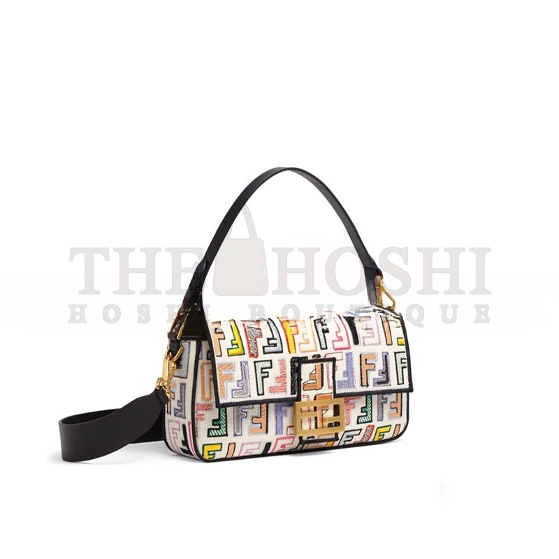 F**di BAGUETTE BAGUETTE BAG IN EMBROIDERED FF PATTERN CANVAS (27*15*6cm) Master Quality
