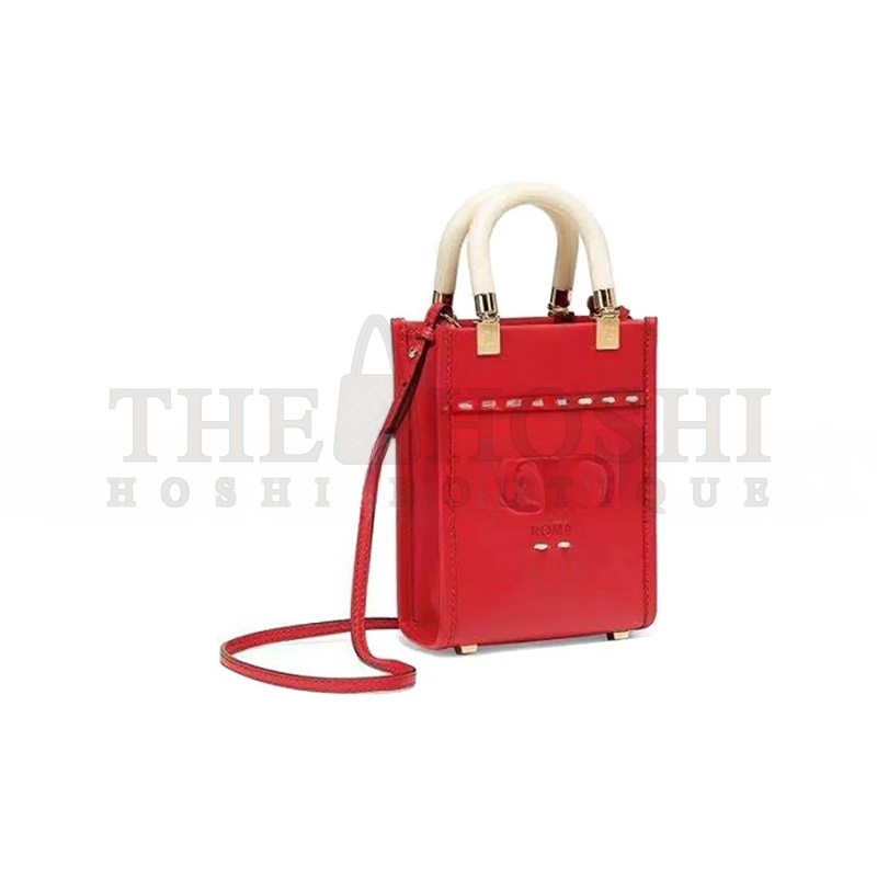 F**di VITELLO KING PLEXIGLASS MINI F**di SUNSHINE SHOPPER TOTE FUOCO 8BS051AHNVF0XVW (18*13*6.5cm) Master Quality