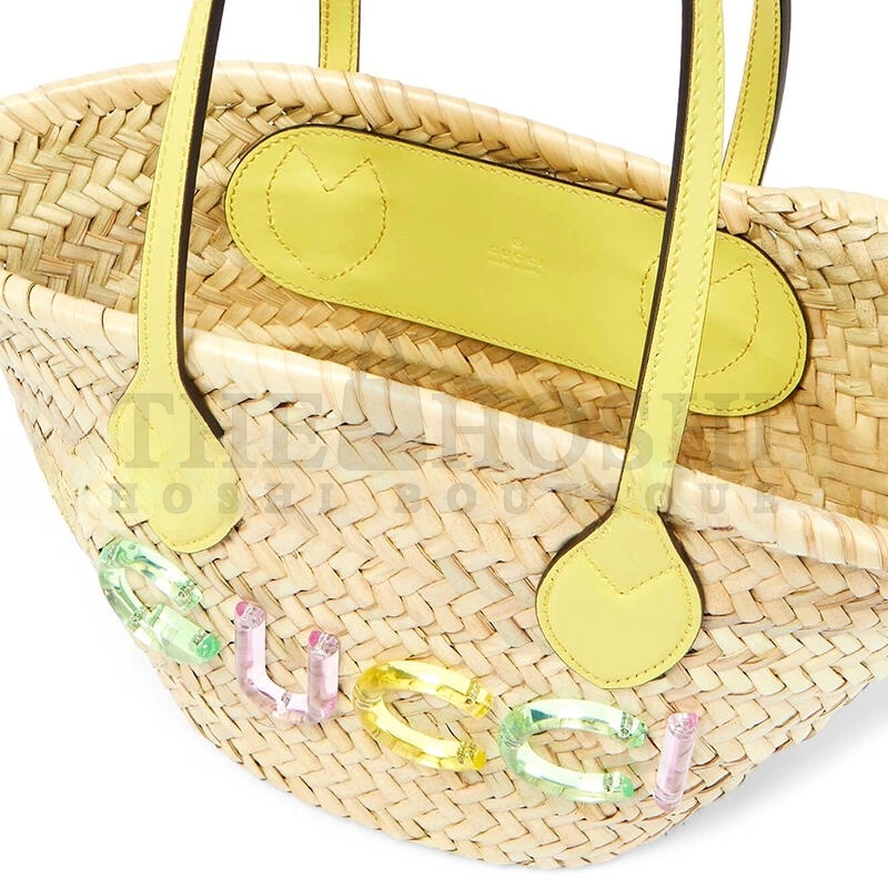 Gvc*1 MINI STRAW TOTE WITH Gvc*1 LOGO 782381 (20.5*19.5*13cm) Master Quality