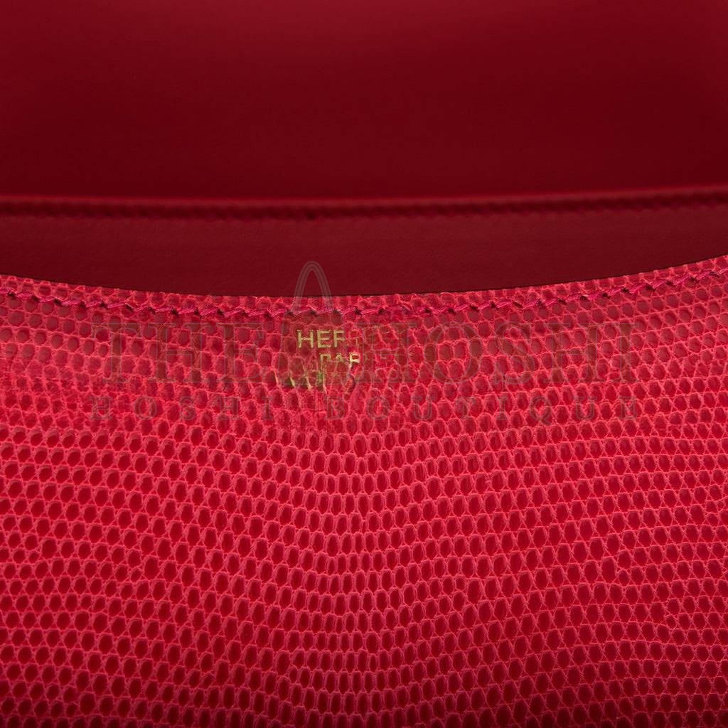 H**me5 MASTER CONSTANCE 24 ROUGE EXOTIQUE LIZARD NILOTICUS GOLD HARDWARE (24cm) Master Quality