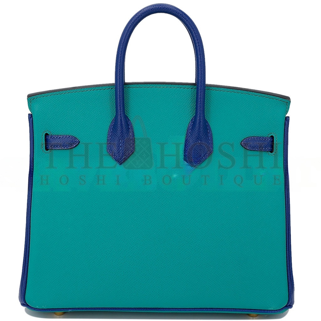 H**me5 BIRKIN 35 EPSOM IN MALACHITE GREEN AND AQUA BLUE WITH GOLD BUCKLE H028369CK33 (35*28*18cm) Master Quality