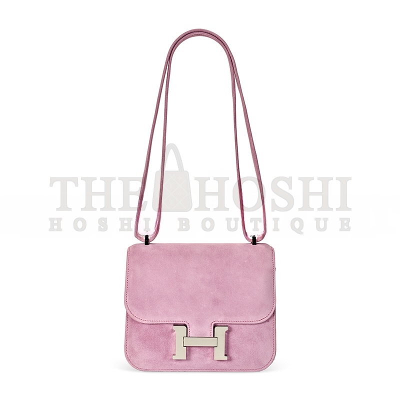 H**me5 A ROSE INDIENNE VEAU DOBLIS SUEDE MINI CONSTANCE WITH PALLADIUM HARDWARE 436576 (18*14.5*6cm) Master Quality