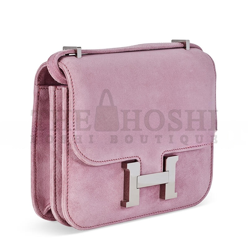 H**me5 A ROSE INDIENNE VEAU DOBLIS SUEDE MINI CONSTANCE WITH PALLADIUM HARDWARE 436576 (18*14.5*6cm) Master Quality