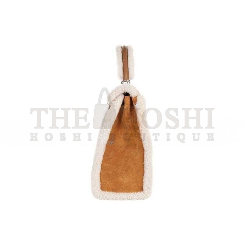 H**me5 KELLY 35 TEDDY PLUSH SWIFT CHAMOIS  ALEZAN PALLADIUM HARDWARE (35*25*12cm) Master Quality