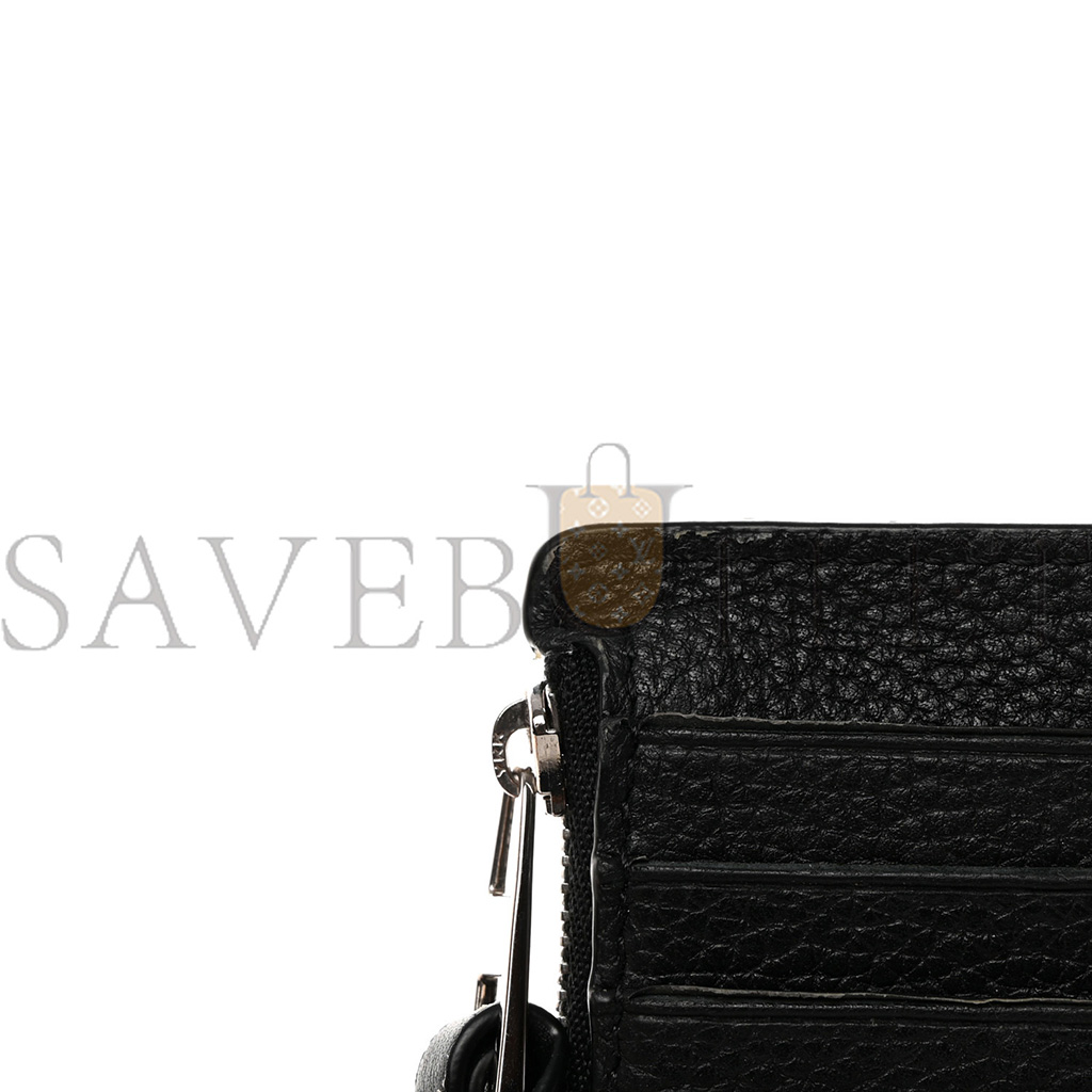 L0ew* SOFT GRAINED CALFSKIN COIN CARD HOLDER BLACK (12*7cm) Master Quality