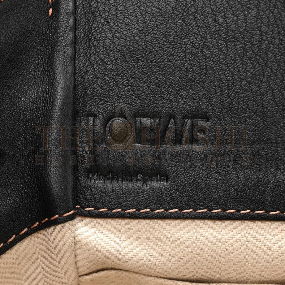 L0ew* CALFSKIN CANVAS MINI HAMMOCK SHOULDER BAG MINK BLACK (20*16*10cm) Master Quality