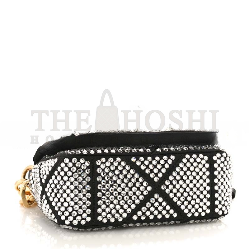 Pra*a CRYSTAL MINI BAG WITH CHAIN BLACK 1BD329 (17*11.5*6cm) Master Quality