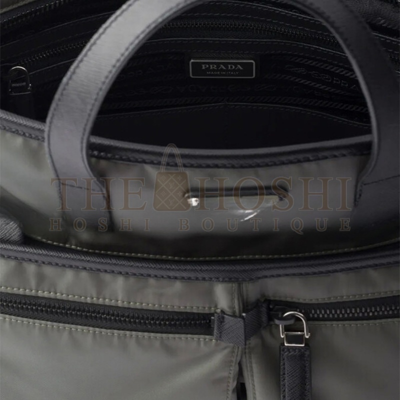 Pra*a RE-NYLON AND SAFFIANO LEATHER TOTE BAG 2VG860 (36*34*8cm) Master Quality