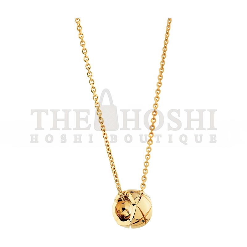 Ch**el COCO CRUSH NECKLACEQUILTED MOTIF, 18K YELLOW GOLD J12305 Master Quality