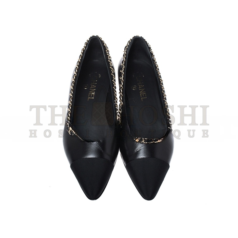 Ch**el FABRIC GROSGRAIN CHAIN CAP TOE FLATS 272269 Master Quality