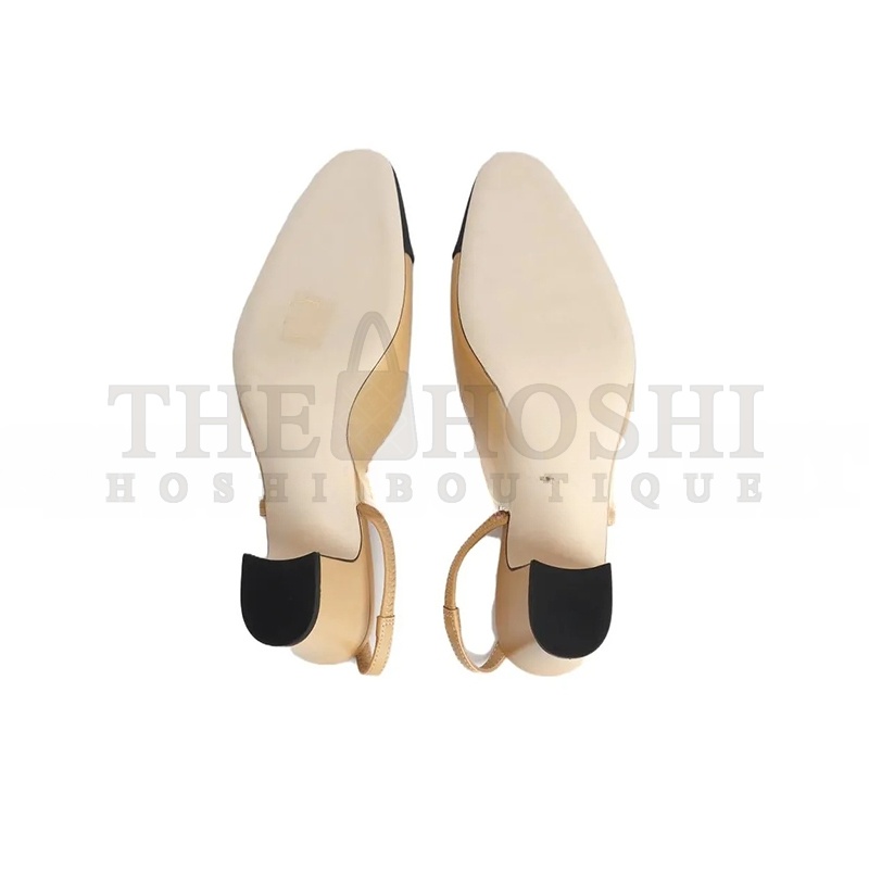 Ch**el SLINGBACKS GOATSKIN &amp; GROSGRAIN BEIGE &amp; BLACK G31318 Y50006 C8378 Master Quality