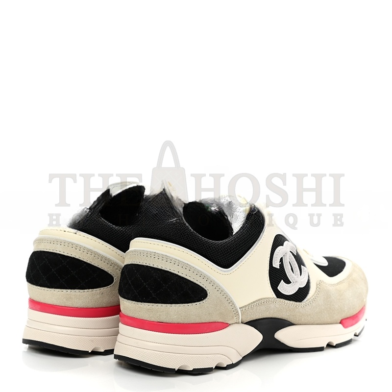 Ch**el SNEAKERS CALFSKIN, MESH &amp; SUEDE CALFSKIN IVORY, BLACK &amp; BEIGE G39066 Y55828 K4292 Master Quality