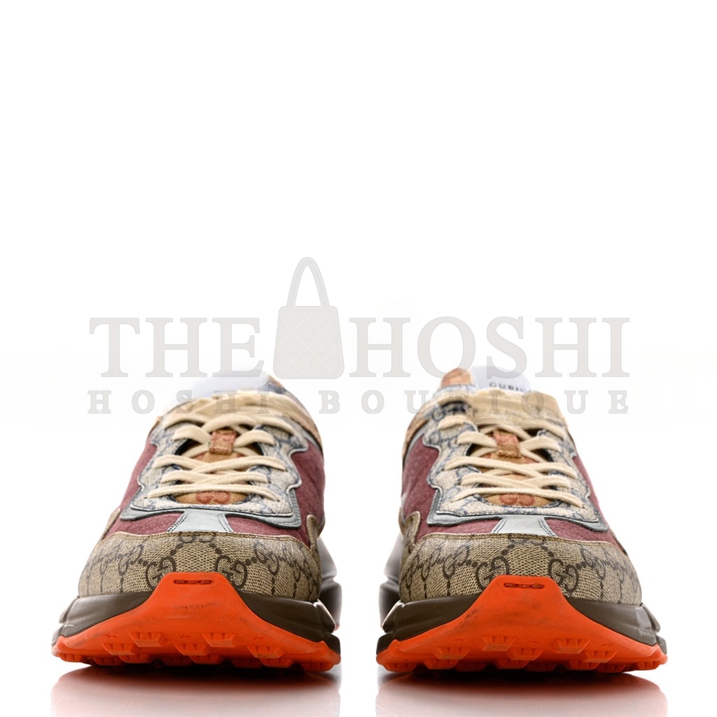 Gvc*1 GG Svp*me MONOGRAM MIX MONOGRAM MENS RHYTON SNEAKERS 12 BORDEAUX BEIGE EBONY 1156612 Master Quality