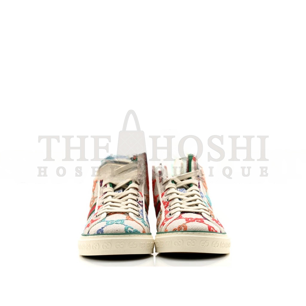 Gvc*1 LINEN PSYCHEDELIC MINI GG MONOGRAM MENS 1977 TENNIS HIGH TOP SNEAKERS Master Quality