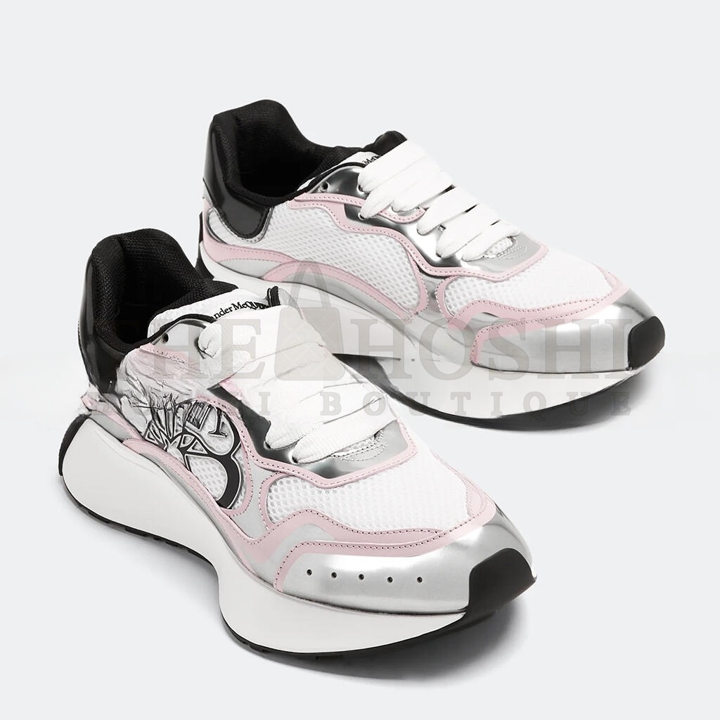 A1exa*der Mcqv*en SILVER ROUND TOE LACE UP SNEAKERS 757485W4WN79944 Master Quality