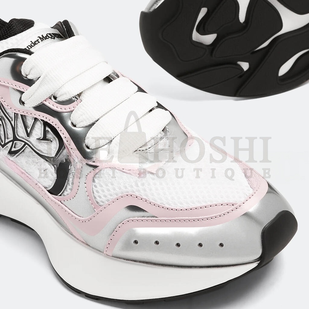 A1exa*der Mcqv*en SILVER ROUND TOE LACE UP SNEAKERS 757485W4WN79944 Master Quality