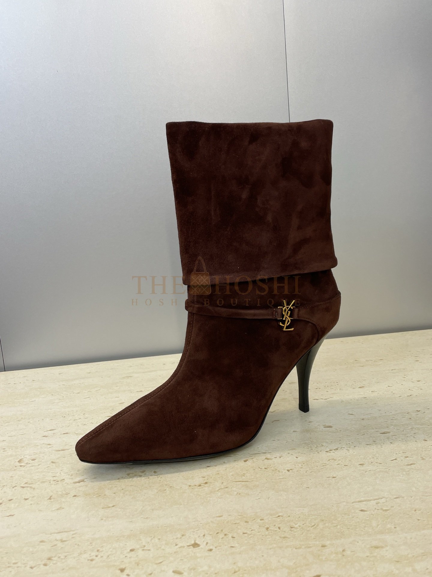 Sa1nt Lau*nt Y51 Pointed-Toe High Heel Ankle Boots
